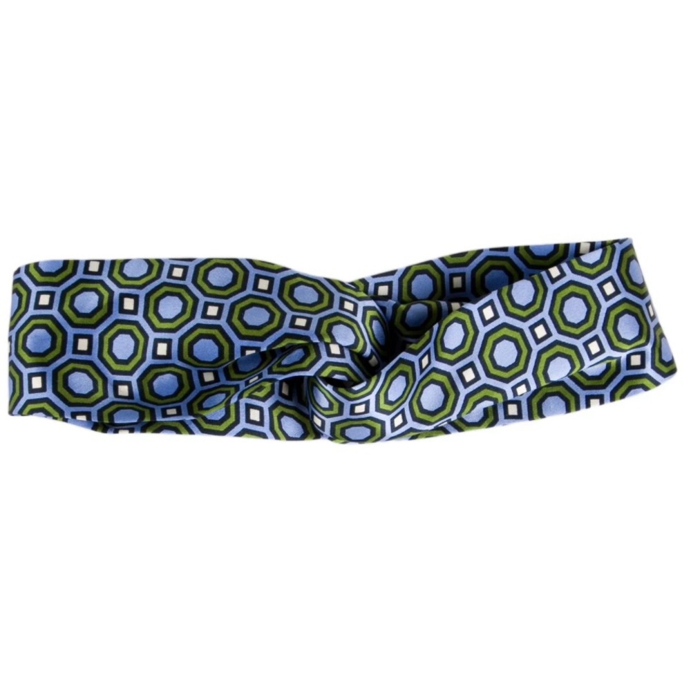 NWT *TORY BURCH* Octagon Print Headband … *100% SILK* … *BLUE*